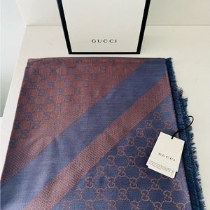 Authentic Gucci GG Jacquard wool/silk scarf/shawl.